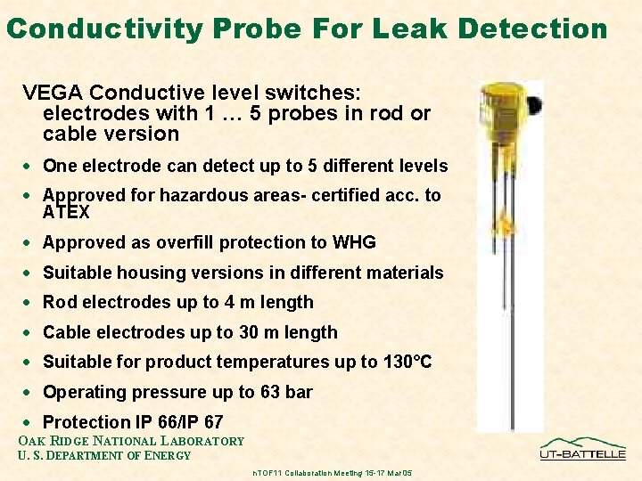 Conductivity Probe For Leak Detection VEGA Conductive level switches: electrodes with 1 … 5