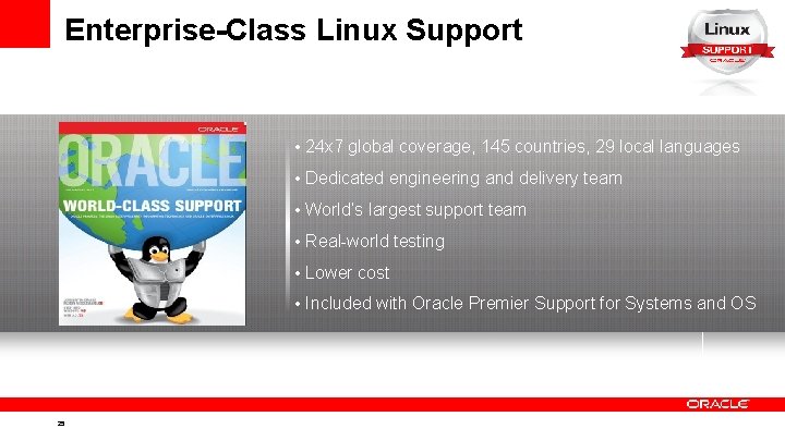 Enterprise-Class Linux Support • 24 x 7 global coverage, 145 countries, 29 local languages