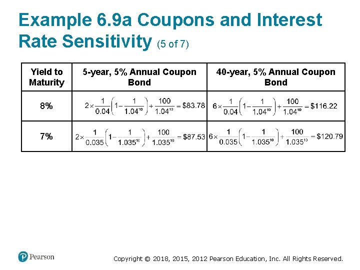 Example 6. 9 a Coupons and Interest Rate Sensitivity (5 of 7) Yield to