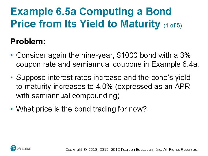 Example 6. 5 a Computing a Bond Price from Its Yield to Maturity (1