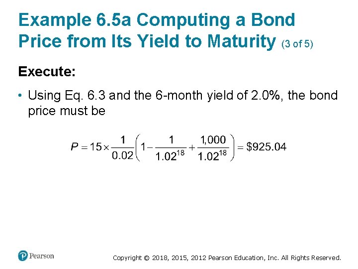 Example 6. 5 a Computing a Bond Price from Its Yield to Maturity (3