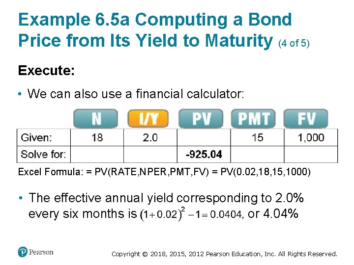 Example 6. 5 a Computing a Bond Price from Its Yield to Maturity (4