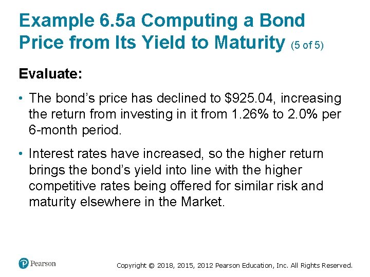 Example 6. 5 a Computing a Bond Price from Its Yield to Maturity (5