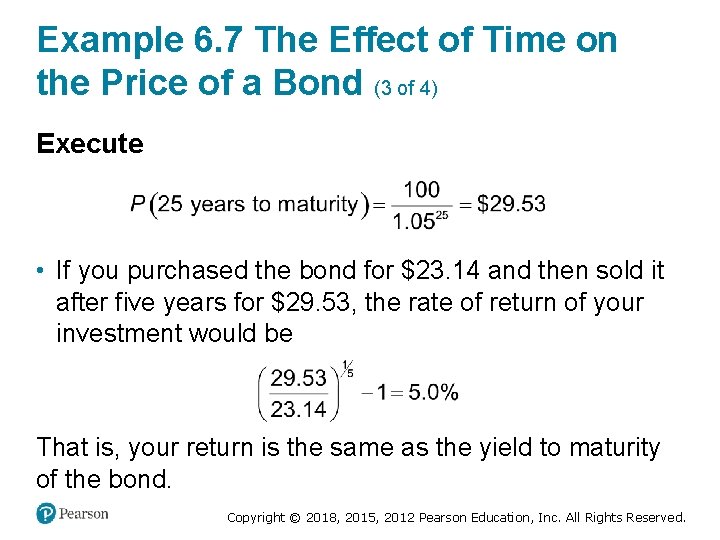 Example 6. 7 The Effect of Time on the Price of a Bond (3