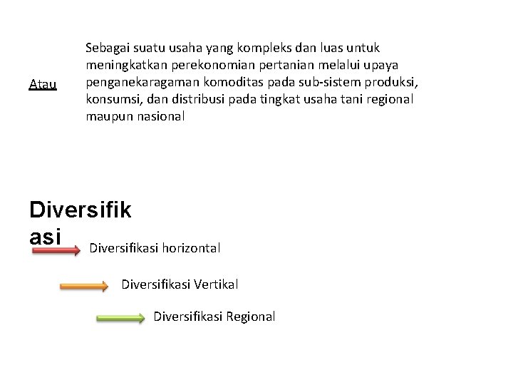 Atau Sebagai suatu usaha yang kompleks dan luas untuk meningkatkan perekonomian pertanian melalui upaya