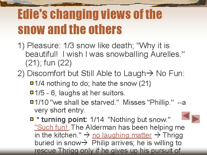 Edie's changing views of the snow and the others 1) Pleasure: 1/3 snow like Edie's changing views of the snow and the others 1) Pleasure: 1/3 snow like