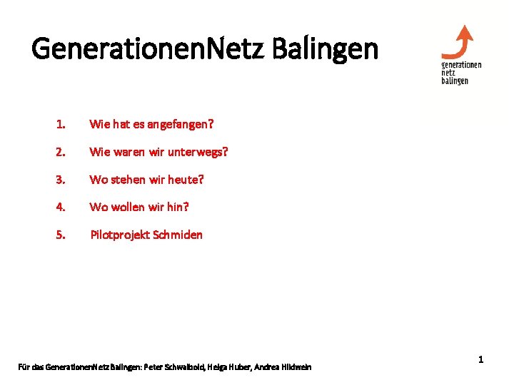 Generationen. Netz Balingen 1. Wie hat es angefangen? 2. Wie waren wir unterwegs? 3.
