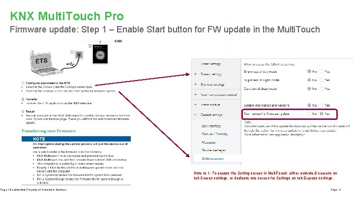 KNX Multi. Touch Pro Firmware update: Step 1 – Enable Start button for FW