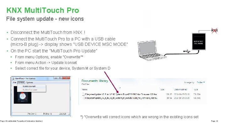 KNX Multi. Touch Pro File system update - new icons • Disconnect the Multi.