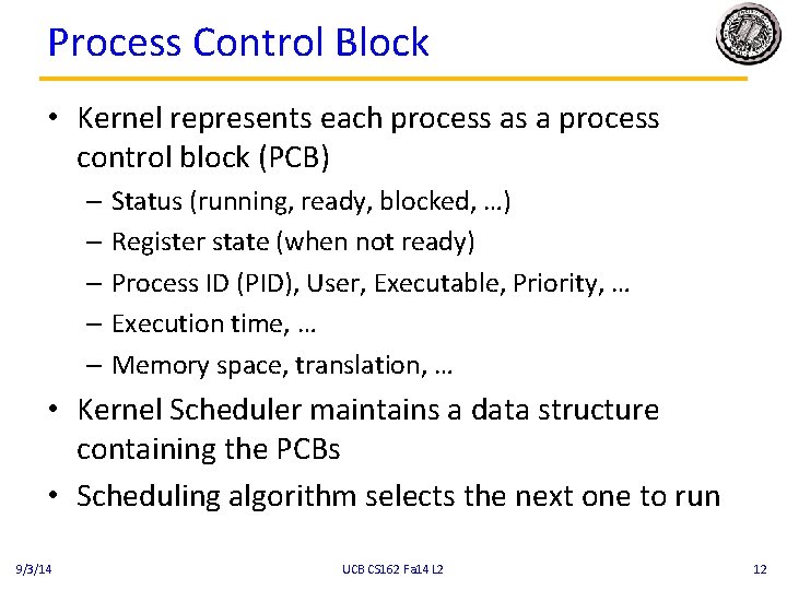 Finish Introduction to Process Introduction to File Systems