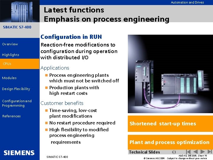 Automation and Drives Latest functions Emphasis on process engineering SIMATIC S 7 -400 Configuration