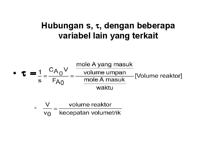 Hubungan s, , dengan beberapa variabel lain yang terkait • = = 