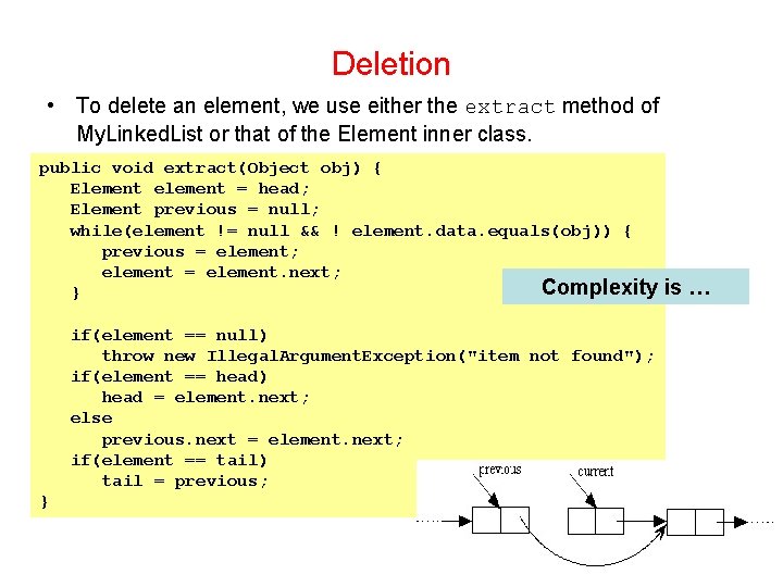 Deletion • To delete an element, we use either the extract method of My.
