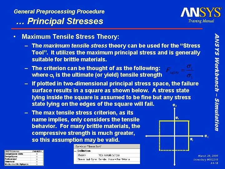 General Preprocessing Procedure … Principal Stresses Training Manual ANSYS Workbench – Simulation • Maximum