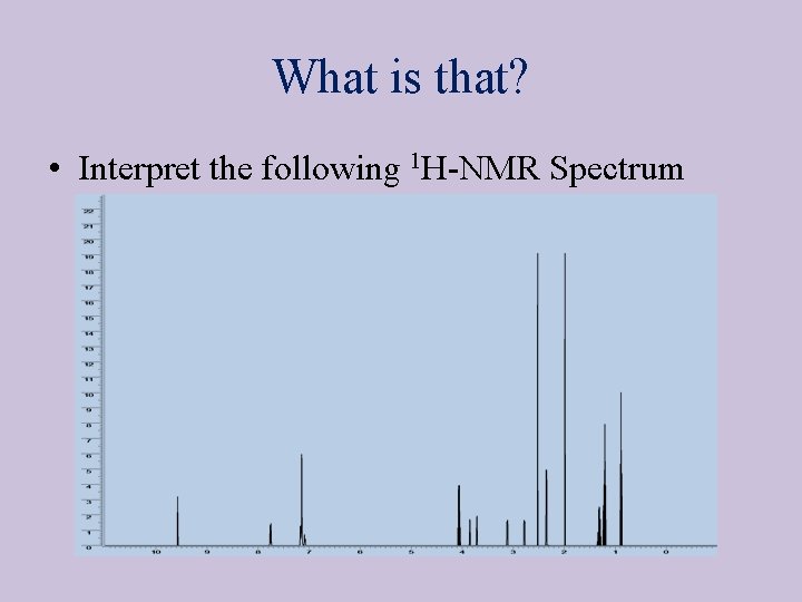What is that? • Interpret the following 1 H-NMR Spectrum 