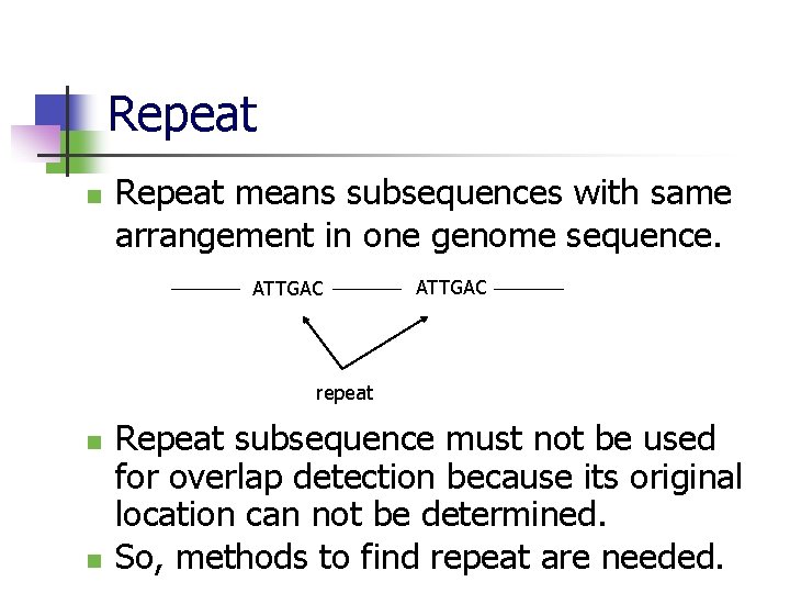 Repeat finding by normal approximation on whole genome