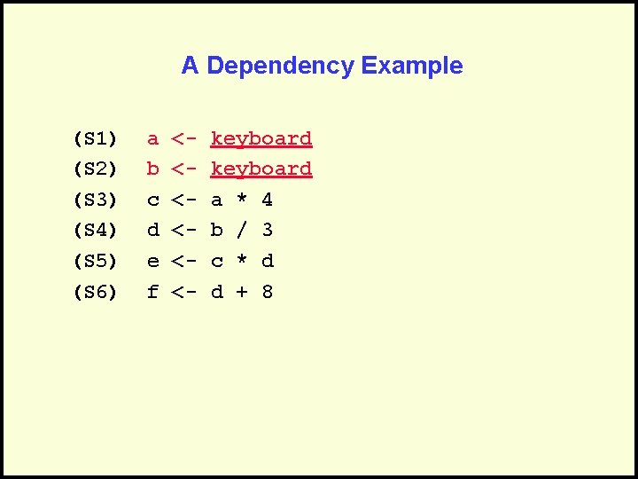 A Dependency Example (S 1) (S 2) (S 3) (S 4) (S 5) (S