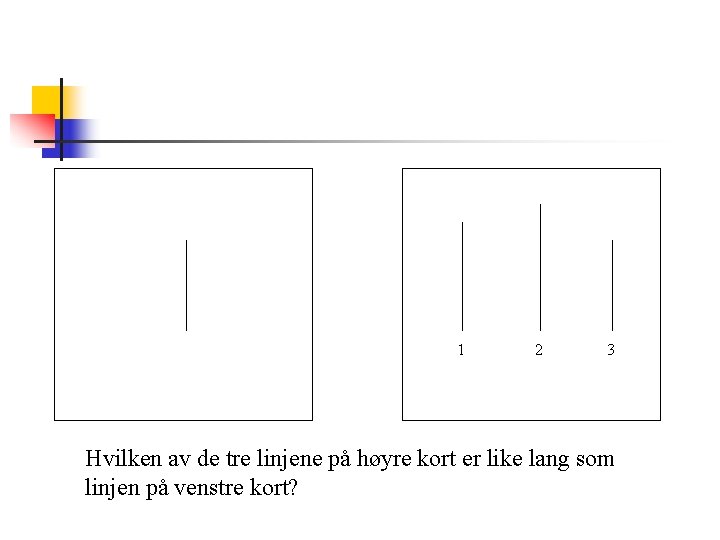 1 2 3 Hvilken av de tre linjene på høyre kort er like lang