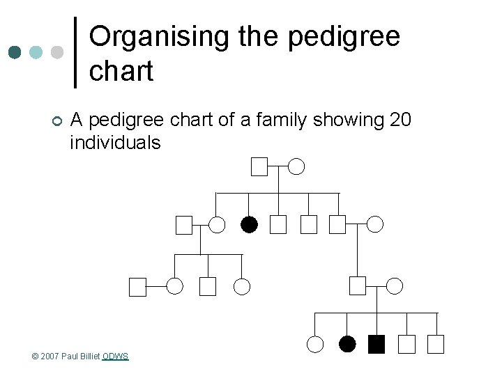 Organising the pedigree chart ¢ A pedigree chart of a family showing 20 individuals