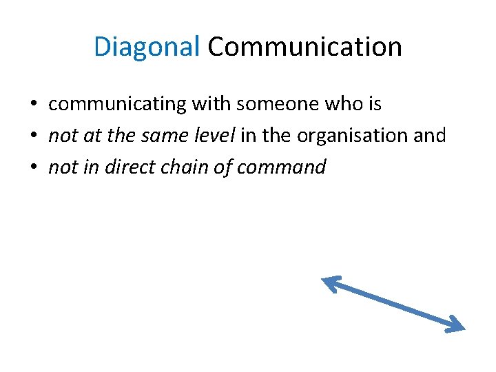 Diagonal Communication • communicating with someone who is • not at the same level