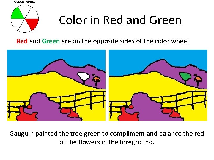 Color in Red and Green are on the opposite sides of the color wheel.