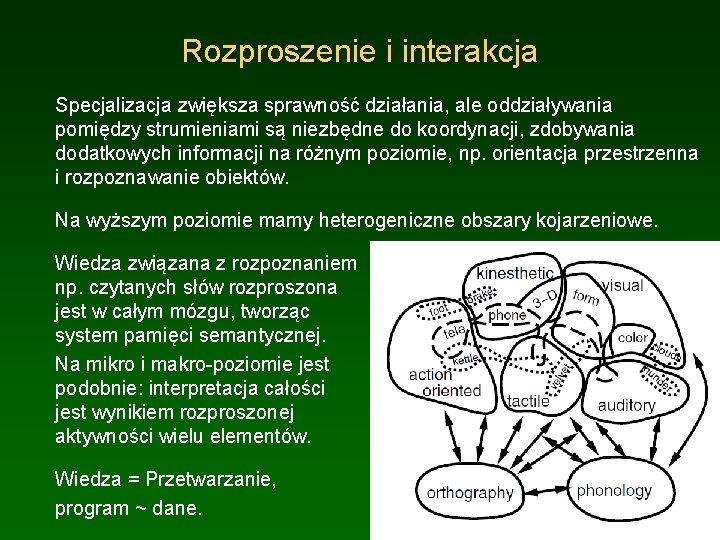 Rozproszenie i interakcja Specjalizacja zwiększa sprawność działania, ale oddziaływania pomiędzy strumieniami są niezbędne do