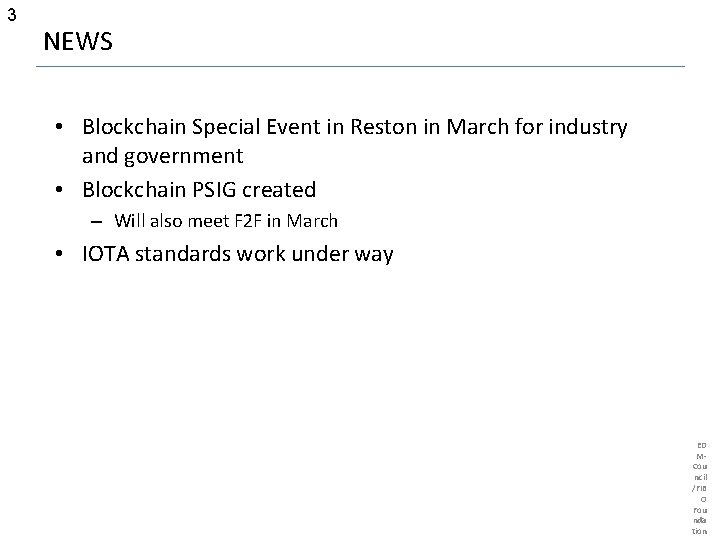 3 NEWS • Blockchain Special Event in Reston in March for industry and government