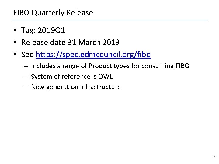 FIBO Quarterly Release • Tag: 2019 Q 1 • Release date 31 March 2019
