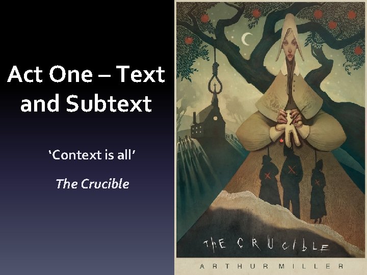 Act One – Text and Subtext ‘Context is all’ The Crucible 