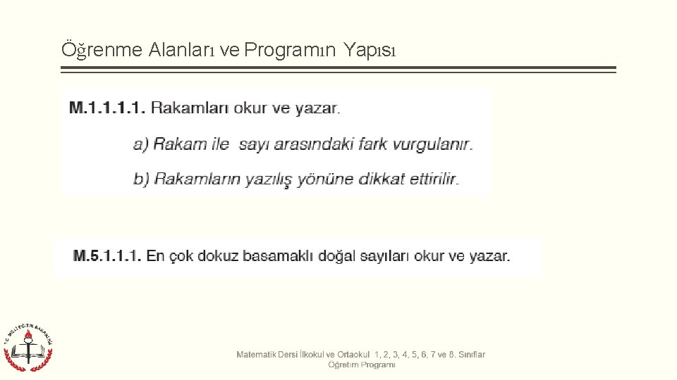 Öğrenme Alanları ve Programın Yapısı 