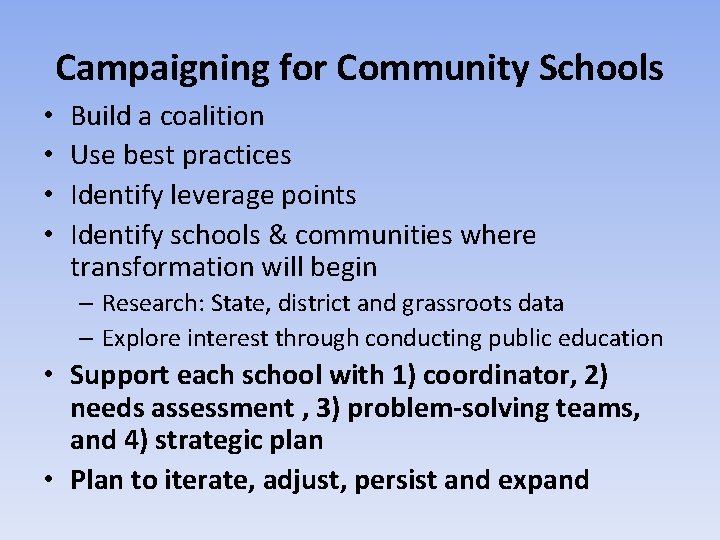 Community Schools An Approach to School Improvement National