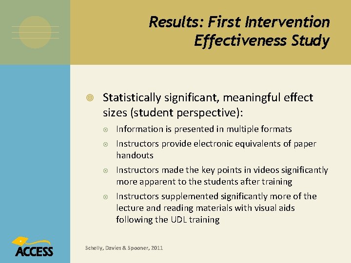 Results: First Intervention Effectiveness Study Statistically significant, meaningful effect sizes (student perspective): Information is