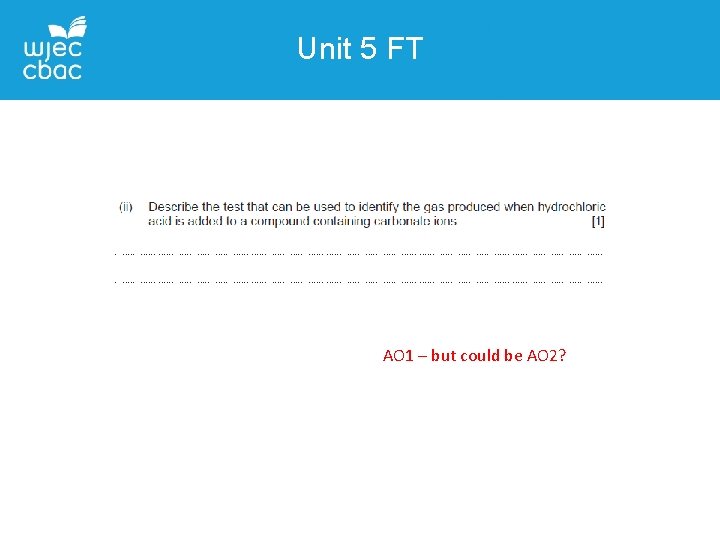 Unit 5 FT AO 1 – but could be AO 2? 