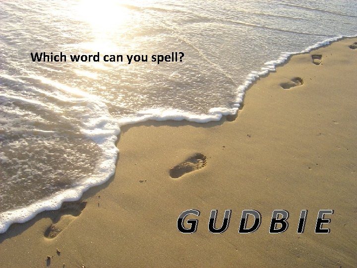 Which word can you spell? GUDBIE 