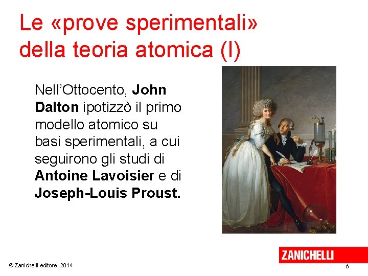 Le «prove sperimentali» della teoria atomica (I) Nell’Ottocento, John Dalton ipotizzò il primo modello