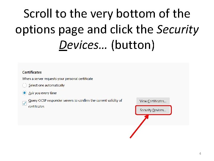 Scroll to the very bottom of the options page and click the Security Devices…