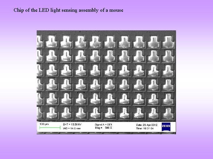 Chip of the LED light sensing assembly of a mouse 