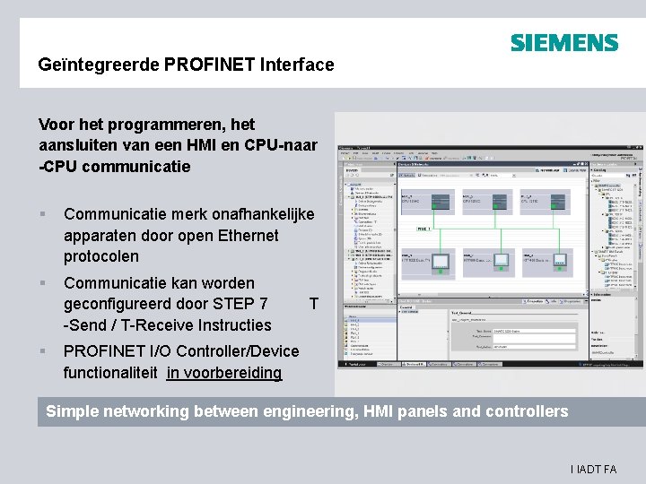 Geïntegreerde PROFINET Interface Voor het programmeren, het aansluiten van een HMI en CPU-naar -CPU