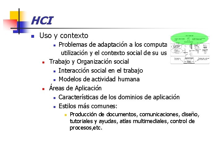 HCI n Uso y contexto Problemas de adaptación a los computadores, su utilización y