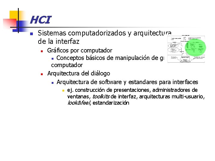 HCI n Sistemas computadorizados y arquitectura de la interfaz n n Gráficos por computador