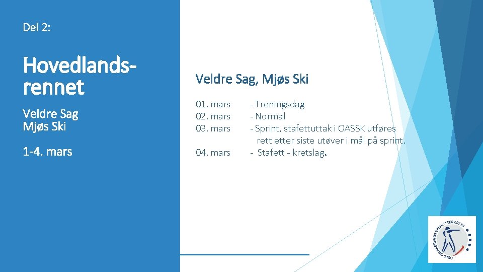 Del 2: Hovedlandsrennet Veldre Sag, Mjøs Ski Veldre Sag Mjøs Ski 01. mars 02.