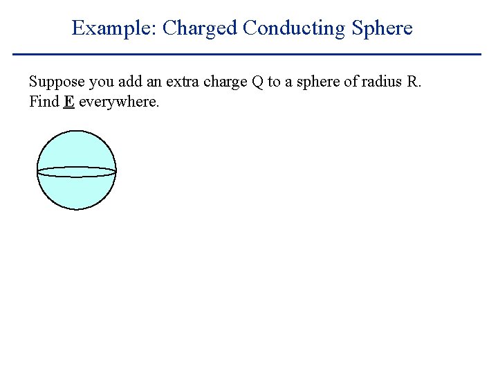 Example: Charged Conducting Sphere Suppose you add an extra charge Q to a sphere