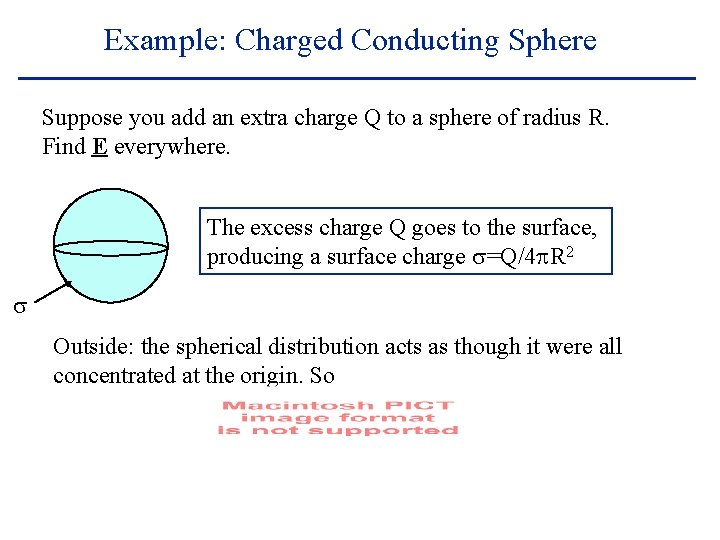 Example: Charged Conducting Sphere Suppose you add an extra charge Q to a sphere