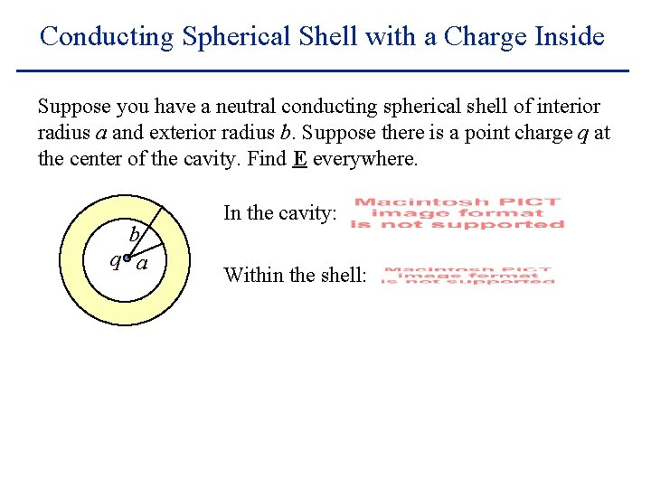 Conducting Spherical Shell with a Charge Inside Suppose you have a neutral conducting spherical