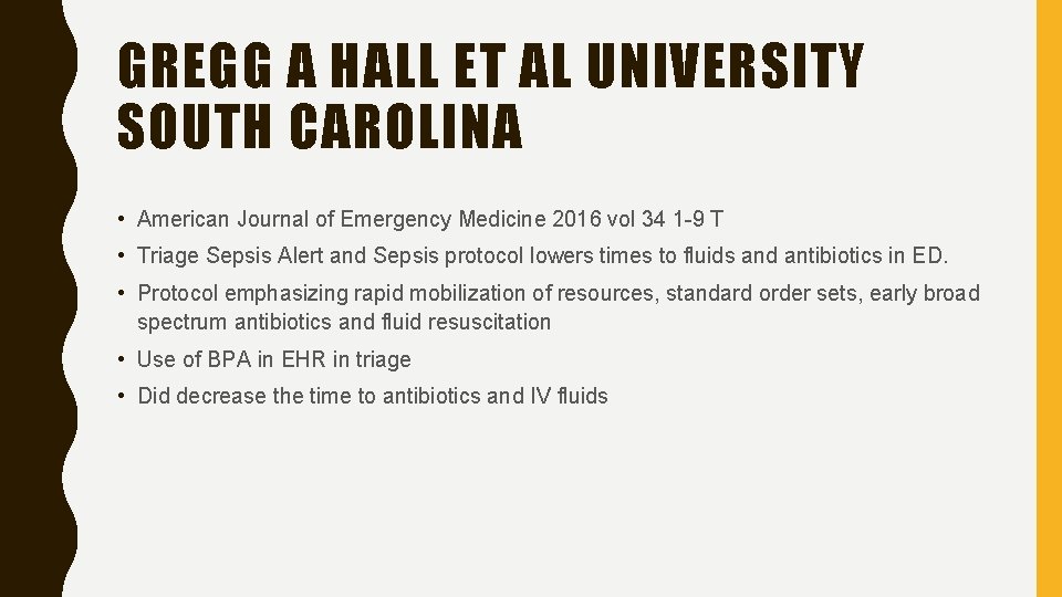 GREGG A HALL ET AL UNIVERSITY SOUTH CAROLINA • American Journal of Emergency Medicine