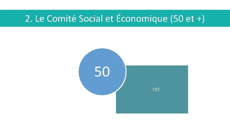 2. Le Comité Social et Économique (50 et +) 50 CSE 