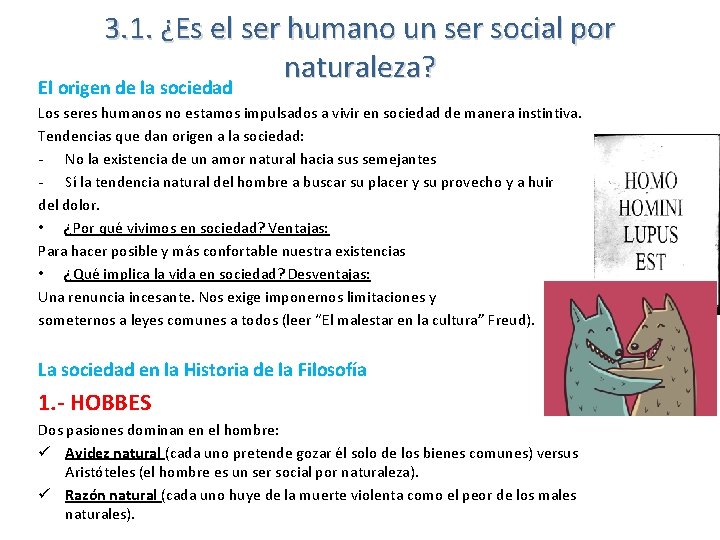 3. 1. ¿Es el ser humano un ser social por naturaleza? El origen de