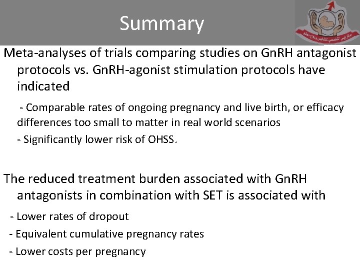 Summary Meta-analyses of trials comparing studies on Gn. RH antagonist protocols vs. Gn. RH-agonist