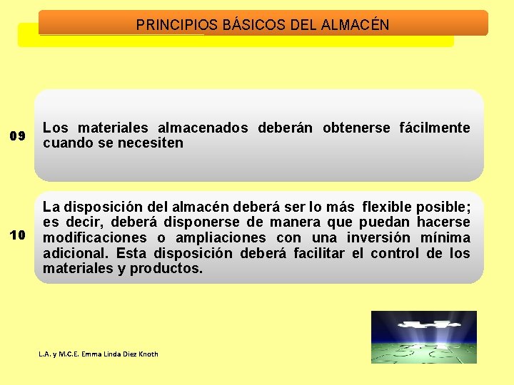PRINCIPIOS BÁSICOS DEL ALMACÉN 09 Los materiales almacenados deberán obtenerse fácilmente cuando se necesiten PRINCIPIOS BÁSICOS DEL ALMACÉN 09 Los materiales almacenados deberán obtenerse fácilmente cuando se necesiten