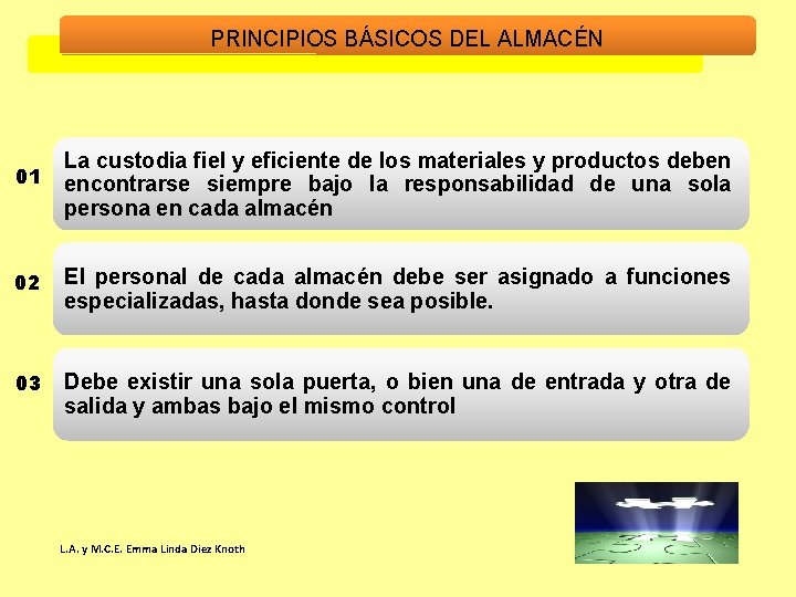 PRINCIPIOS BÁSICOS DEL ALMACÉN 01 La custodia fiel y eficiente de los materiales y PRINCIPIOS BÁSICOS DEL ALMACÉN 01 La custodia fiel y eficiente de los materiales y